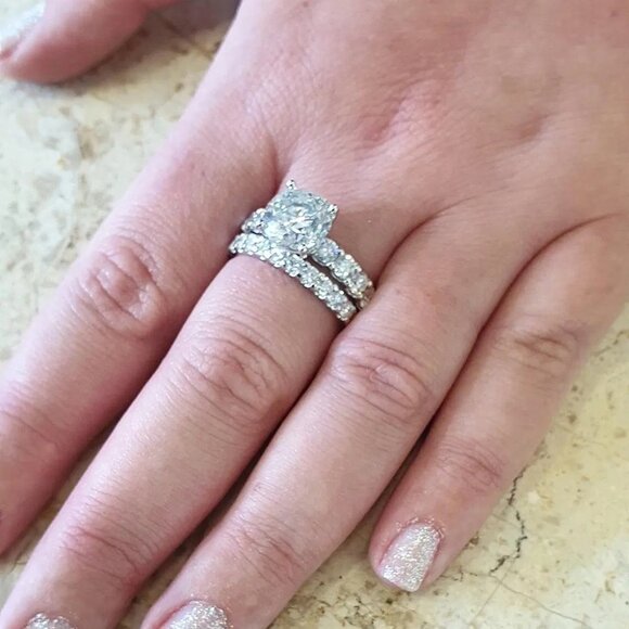 🌸Bague Eternity Full Round CZ Diamonds Glitter Ring Set for Women, UNVN12213 - Picture 4 of 4